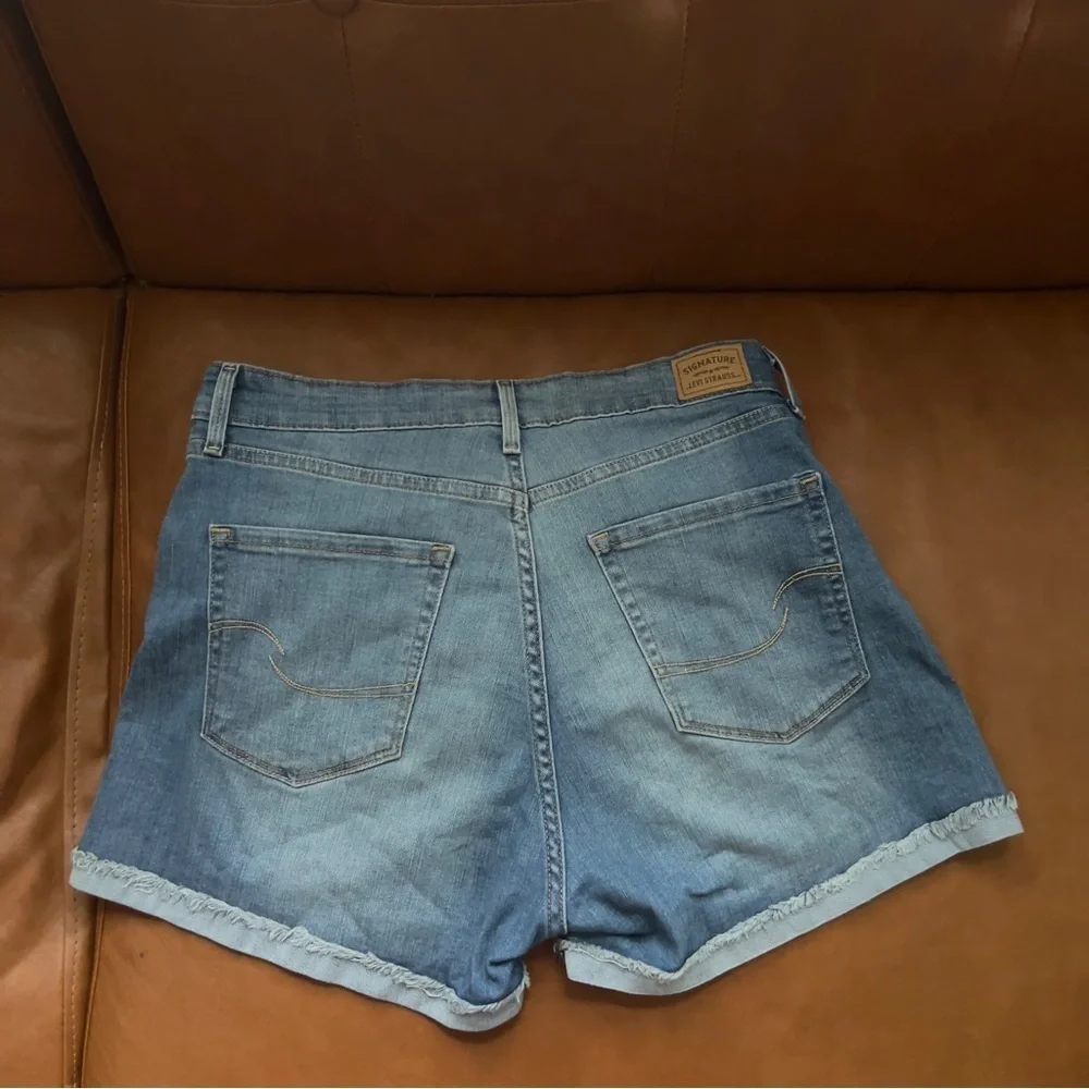 Levi Strauss Women’s Sz 10 W30 High Waisted Medium Blue Distressed Jean Shorts